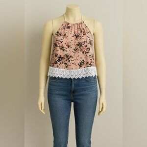 Forever 21 Floral Halter Top with Lace Trim Size M Feel Free to Send Me an Offer